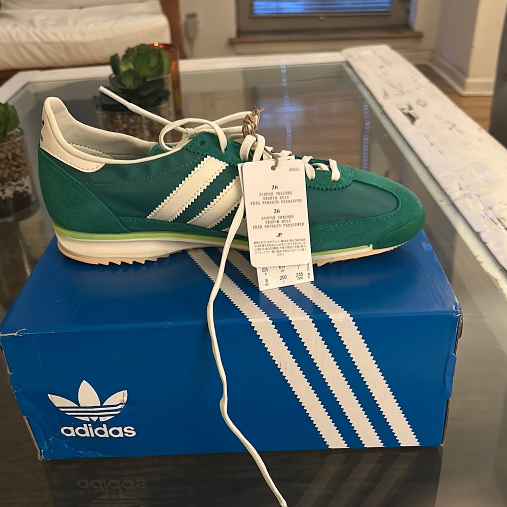 Adidas Women's Emerald and White Sneakers
